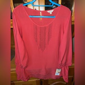 Coral beaded blouse